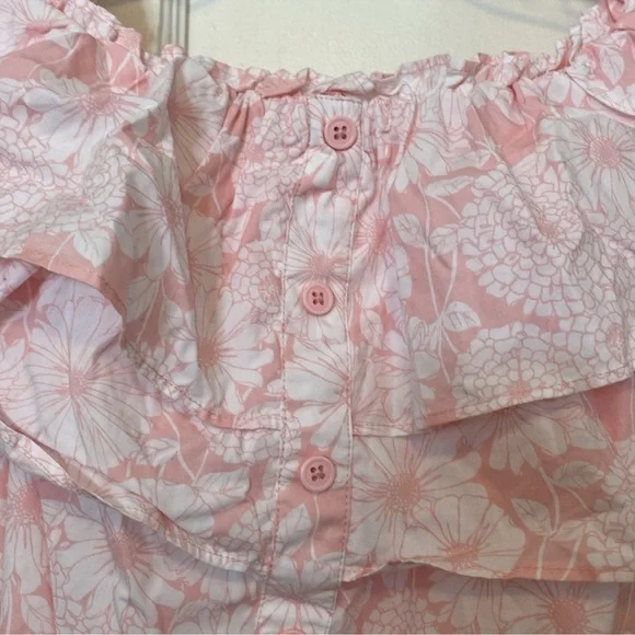 Lisa Marie Fernandez Off The Shoulder Floral Ruffle Mini Dress Pink Size 3X NWT| - Picture 8 of 17